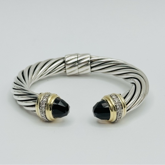 David Yurman 10mm Smoky Quartz Diamond Bracelet With Gold - Picture 3 of 10